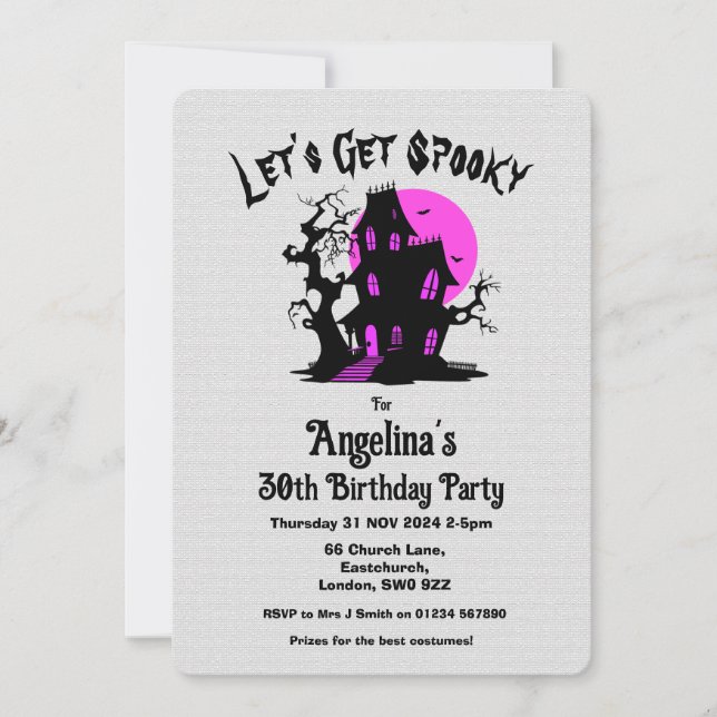 Invitación Personalizado Haunted Halloween Fiesta de disfrace (Anverso)