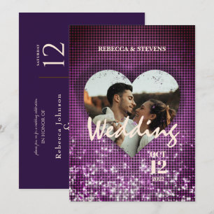 Invitación Personalizado Heart Faux Burgundy Photo Boda