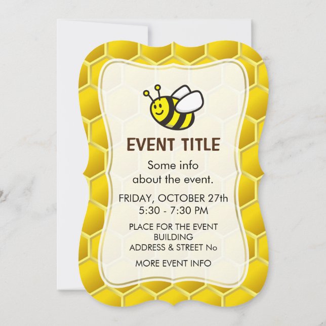 Invitación Personalizado Honeybee (Reverso)