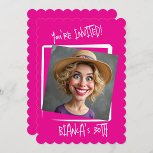 Invitación Personalizado Hot Pink 30 cumpleaños
