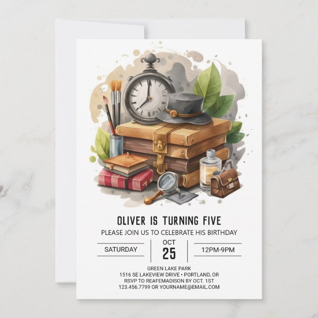 Invitación Personalizado Infantil Detective Cumpleaños (Anverso)