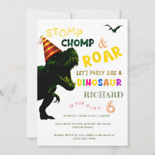 Invitación Personalizado infantil T Rex Dinosaur Fiesta de cu