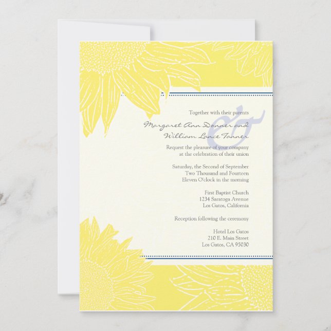 Invitación personalizado::Invitación a la boda de girasoles:  (Anverso)