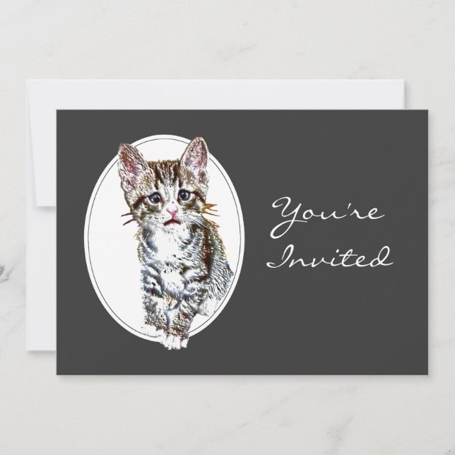 Invitación Personalizado jubilado invita a dulce gato gatito (Anverso)