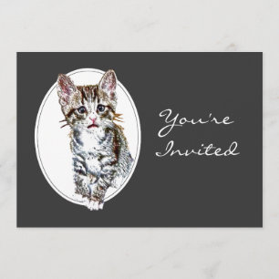 Invitación Personalizado jubilado invita a un dulce gato gati