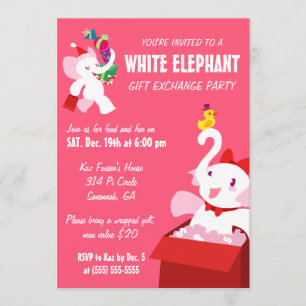 Invitación Personalizado Kawaii X-mas Fiesta elefante blanco