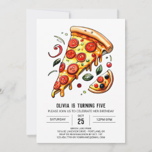 Invitación Personalizado Kids Pizza Cumpleaños