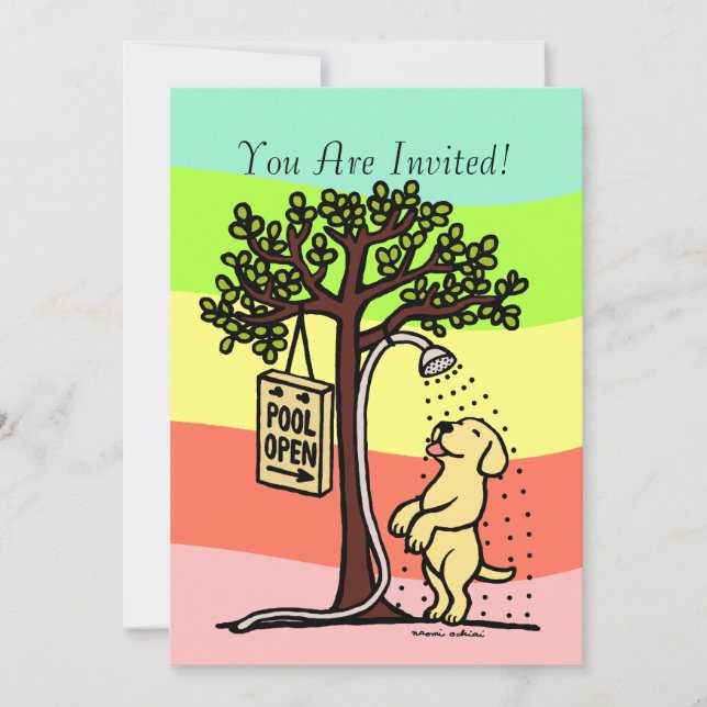 Invitación Personalizado Labrador Amarillo Abierto (Anverso)