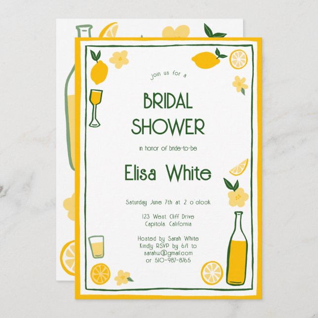 Invitación Personalizado Limoncello Lemonade (Anverso / Reverso)