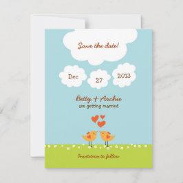 Invitación Personalizado lindo Boda Aves (Día)