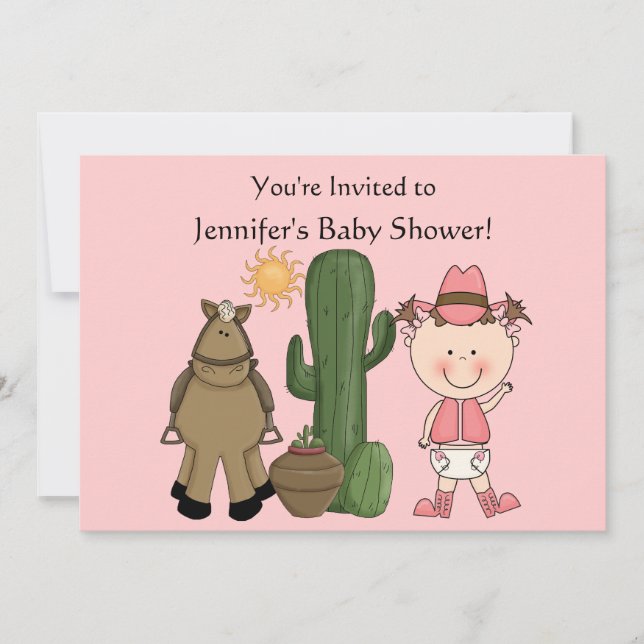 Invitación Personalizado lindo del potro de la niña y del (Anverso)