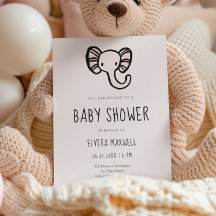 Personalizado lindo elefante rosa Ducha de bebé In