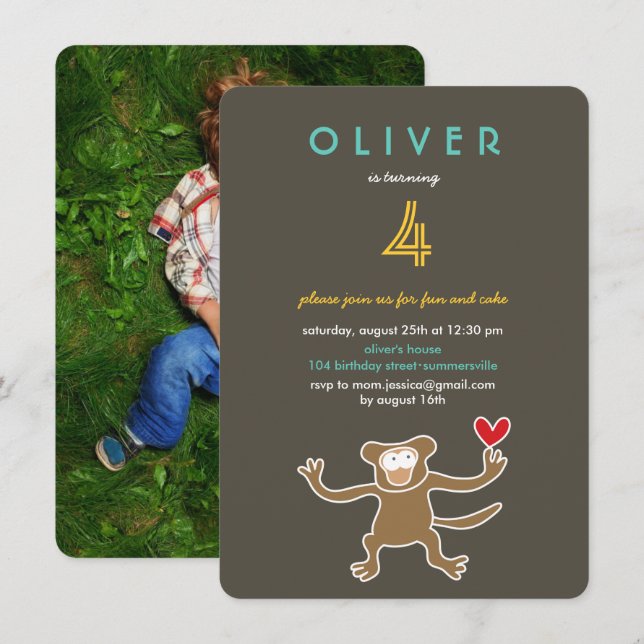 Invitación Personalizado lindo marrón foto de diversión de be (Anverso / Reverso)