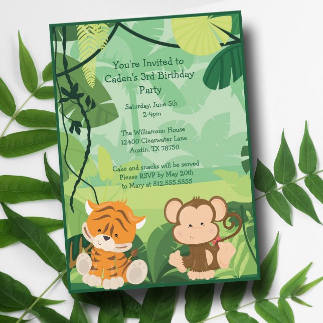 Invitación Personalizado lindo niños Fiesta de Safari en mono (Subido por el creador)