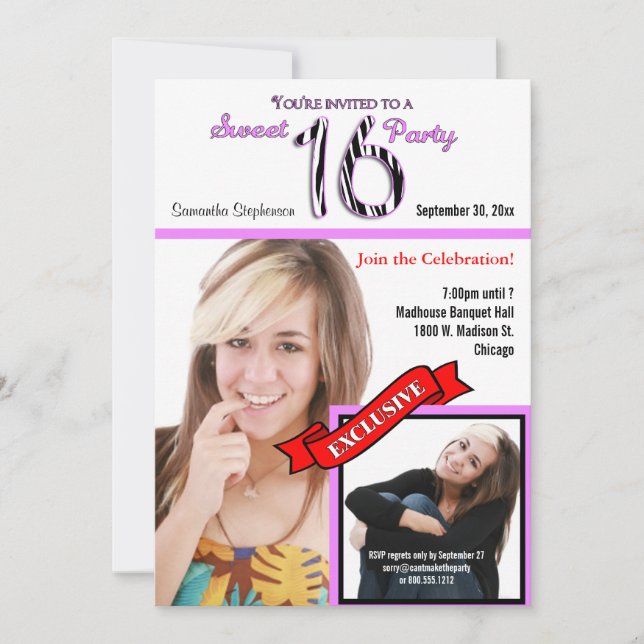 Invitación Personalizado Magazine Style Sweet 16 Fiesta Invit (Anverso)