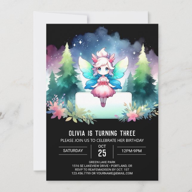 Invitación Personalizado Majestic Fairy Birday (Anverso)