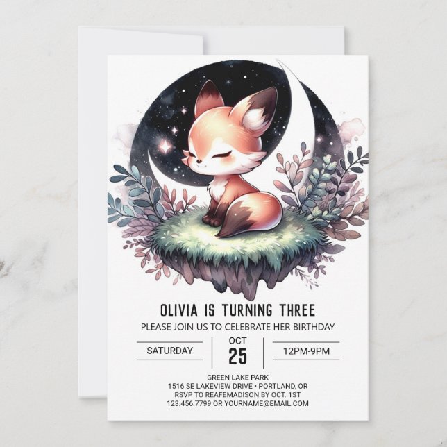 Invitación Personalizado Majestic Fox Birthday digital (Anverso)
