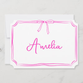 Invitación Personalizado manuscrito Rosa Bow Estético Notecar