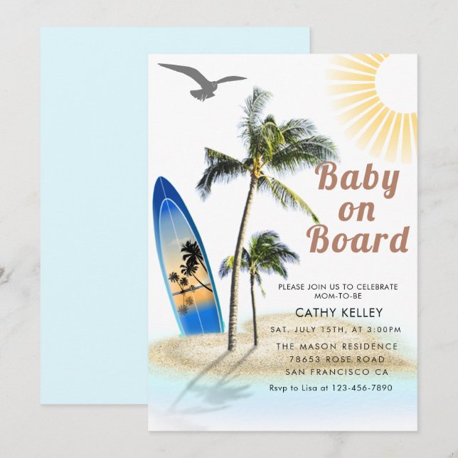 Invitación Personalizado marca bebé a bordo de Baby Shower (Anverso / Reverso)