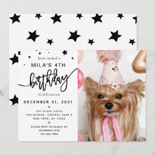 Invitación Personalizado Mascota de fotografía perro fiesta d
