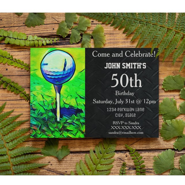 Invitación Personalizado masculino de golf Padre Deportivo de (Men's golf themed birthday invitation)