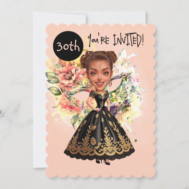 Invitación Personalizado Masquerade 30.º Bash de cumpleaños (Anverso)