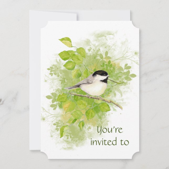 Invitación Personalizado Memorial Chickadee Nature Bird Art (Anverso)