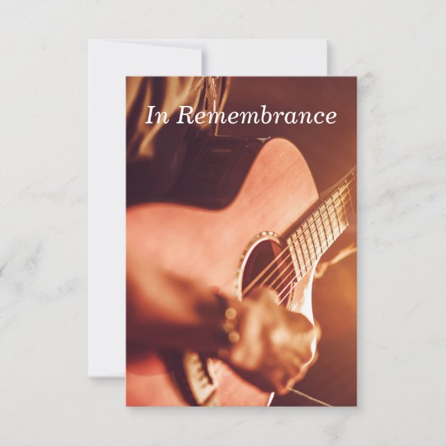 Invitación Personalizado Memorial Service Guitar Player Music (Anverso)