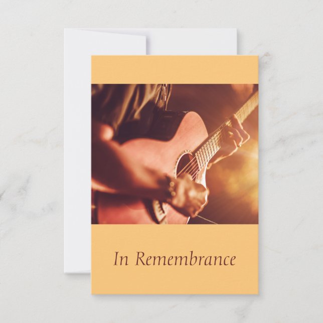 Invitación Personalizado Memorial Service Guitar Player Music (Anverso)