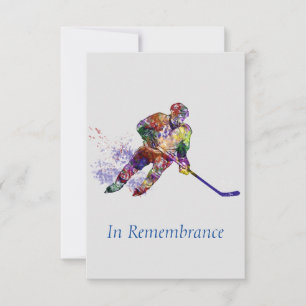 Invitación Personalizado Memorial Service Hockey Jugador Depo