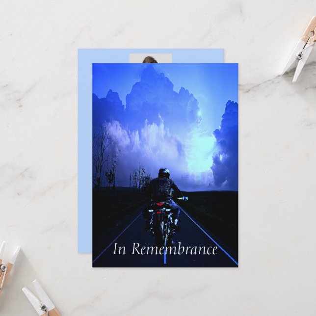 Invitación Personalizado Memorial Service Motorcycle Biker Ch (Anverso/Reverso In Situ)