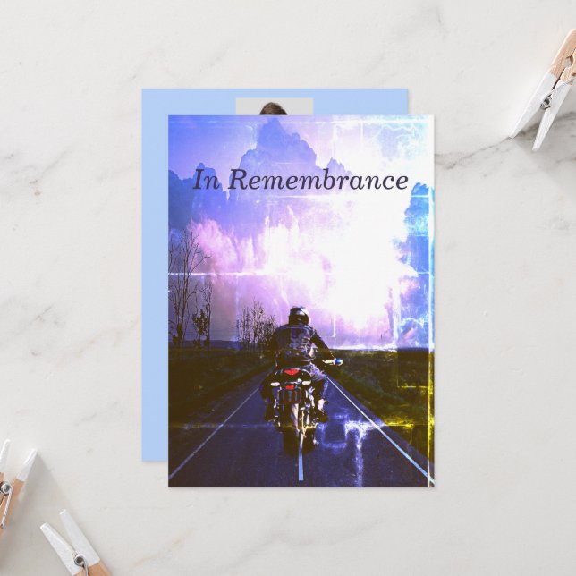 Invitación Personalizado Memorial Service Motorcycle Biker Ch (Anverso/Reverso In Situ)