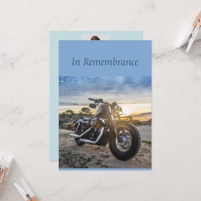 Invitación Personalizado Memorial Service Motorcycle Biker Ch (Anverso/Reverso In Situ)