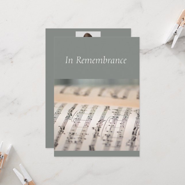 Invitación Personalizado Memorial Service Music Notes (Anverso/Reverso In Situ)