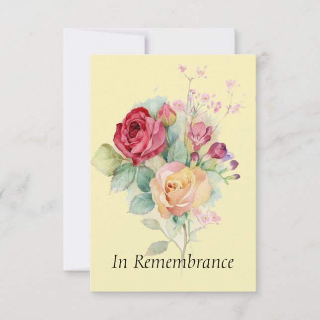 Invitación Personalizado Memorial Service Rosas Flor Jardín (Anverso)