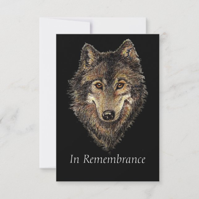 Invitación Personalizado Memorial Wolf Animal Watercolor (Anverso)