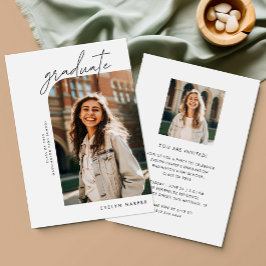 Invitación Personalizado Minimal Elegant Graduant Party Photo