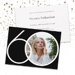 Invitación Personalizado minimalista foto blanco negro 60 cum<br><div class="desc">Personalizado minimalista Foto: Invitación a los 60 años en blanco negro. Diseño moderno de invitación minimalista de cumpleaños, sencillo pero elegante. Esta plantilla de diseño es personalizable con la foto. ¡Genial para un fiesta de temática blanca y negra! Esta es una plantilla de personalizable, si necesita ayuda para personalizarla, simplemente...</div>