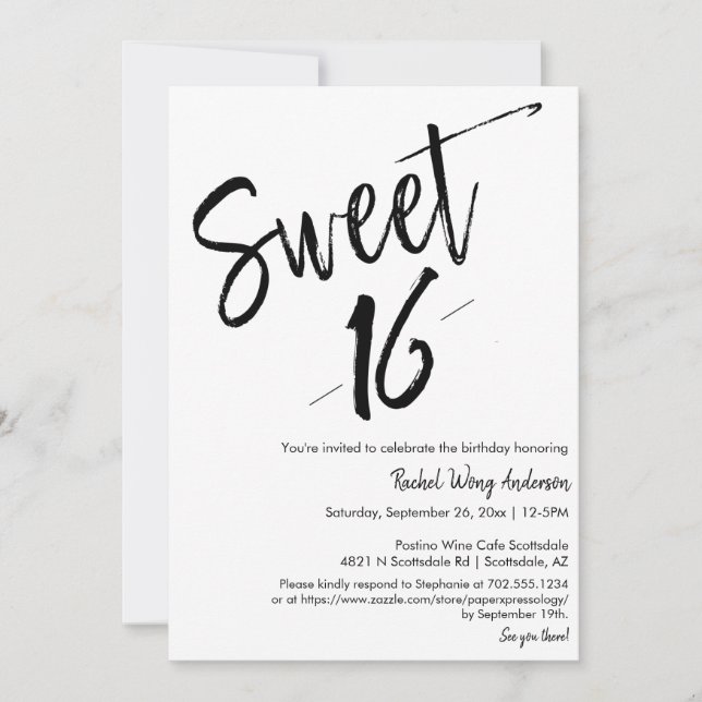 Invitación Personalizado Minimalista moderno dulce 16º cumple (Anverso)
