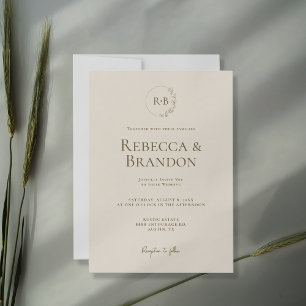 Invitación Personalizado minimalista Monograma Vela Floral Ne