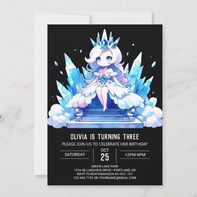 Invitación Personalizado minimalista Princesa Cumpleaños (Anverso)