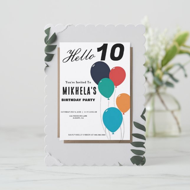 Invitación Personalizado Minimalista Retro Ballons Cumpleaños (Anverso de pie)