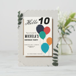 Invitación Personalizado Minimalista Retro Ballons Cumpleaños