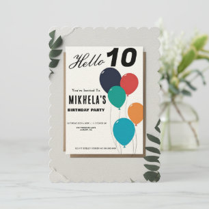 Invitación Personalizado Minimalista Retro Ballons Cumpleaños