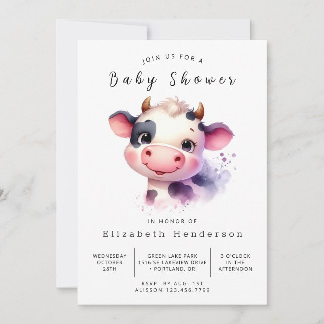 Invitación Personalizado Moda Barn Cow Baby Shower (Anverso)