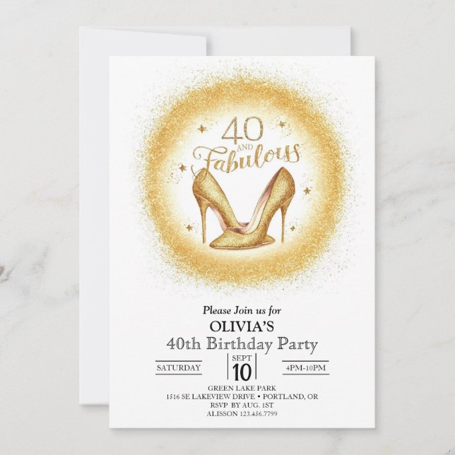 Invitación Personalizado moderno Oro Digital 40 cumpleaños (Anverso)