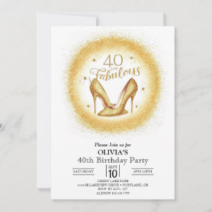Invitación Personalizado moderno Oro Digital 40 cumpleaños