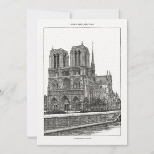 Invitación Personalizado Monochrome París Viaje Notre Dame Po
