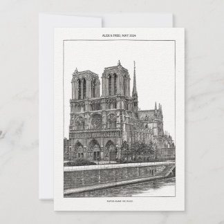 Invitación Personalizado Monochrome París Viaje Notre Dame Po