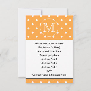 Invitación Personalizado Monograma. Punto Polka Blanco y Nar